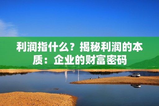 利润指什么？揭秘利润的本质：企业的财富密码
