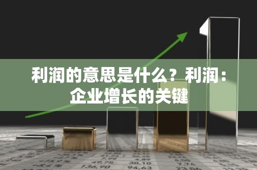 利润的意思是什么？利润：企业增长的关键