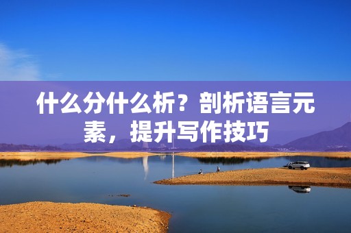 什么分什么析？剖析语言元素，提升写作技巧