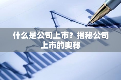 什么是公司上市？揭秘公司上市的奥秘