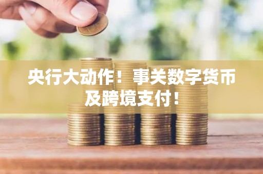央行大动作!事关数字货币及跨境支付!