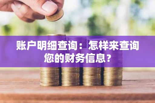 账户明细查询：怎样来查询您的财务信息？